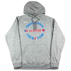 Rare Nike Puerto Rico Rock Steady Crew Band Hoodie Sweatshirt Men's Large Grey